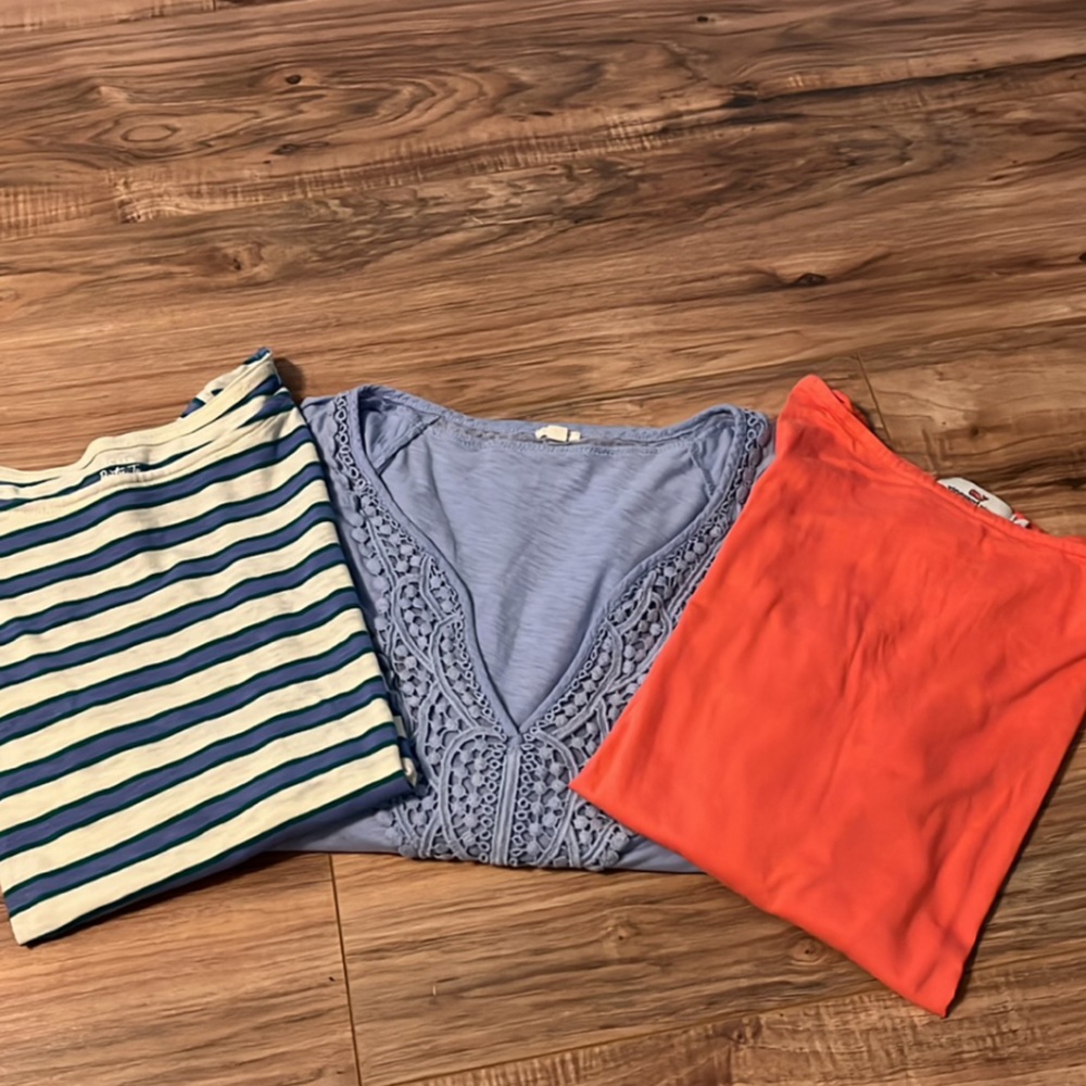 3 shirts: Two J Crew tops and one Vineyard Vines top